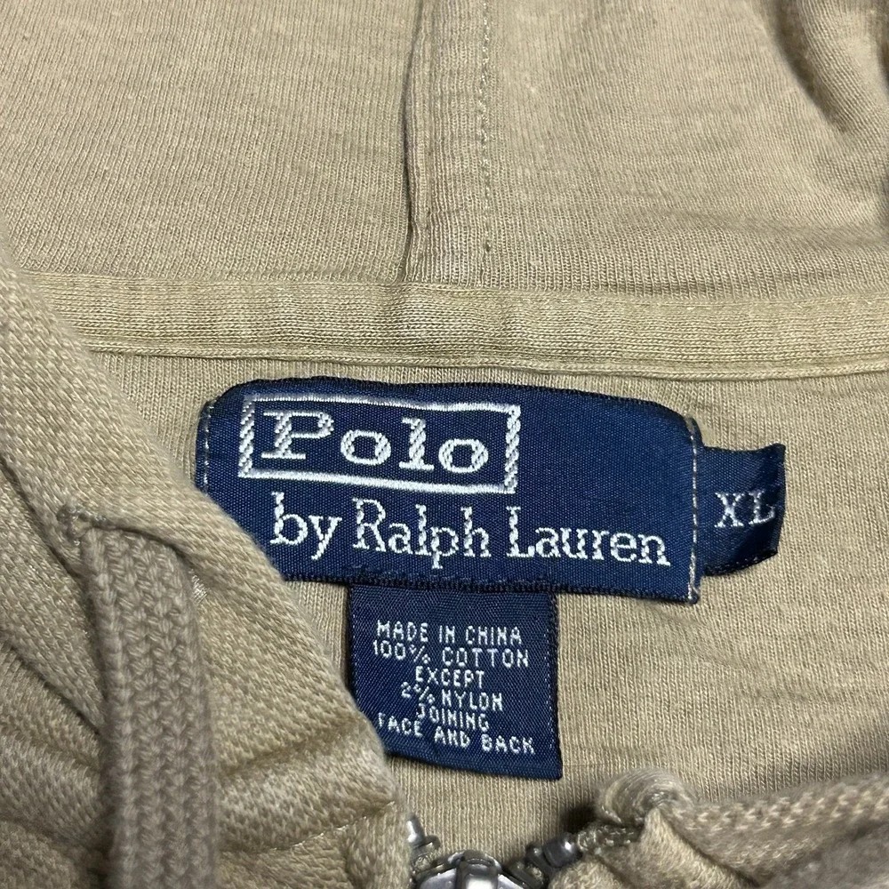 Vintage Y2K Polo Ralph Lauren Men's XL Full Zip Hoodie Brown Purple Pony